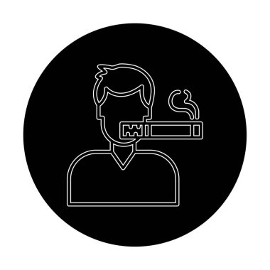 Sigara ikonlu sigara içen adam, vektör illüstrasyonu 