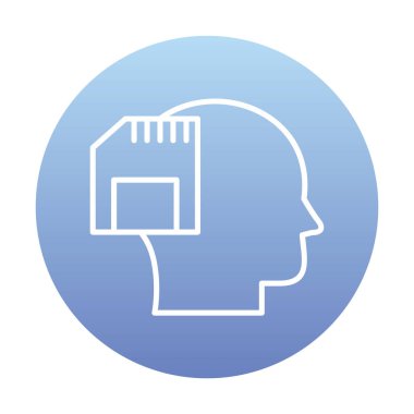 Hafıza kartı simgesine sahip insan kafası, vektör illüstrasyonu