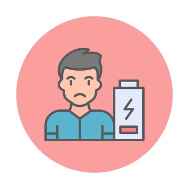 Enerji bataryası olmayan bir adamın vektör çizimi 