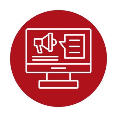 bilgisayar monitörü ve megafon, Dijital Kampanya konsept vektörü