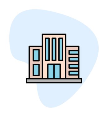 Otel binası ikon vektör illüstrasyonu                 