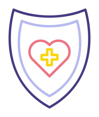 Çapraz ikonlu kalp, vektör çizimi. Sağlık hizmetleri kavramı                             