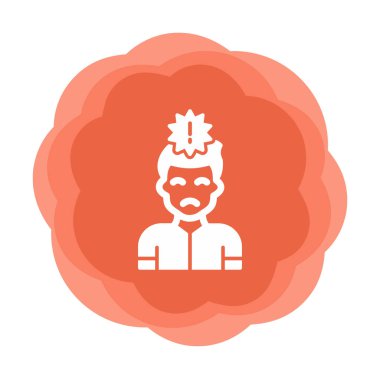 Ünlem işareti olan adam düz simge, panik konsepti, vektör illüstrasyonu