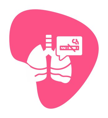 Akciğerler ve sigara ikonu yok, kanser konsepti, vektör illüstrasyonu  