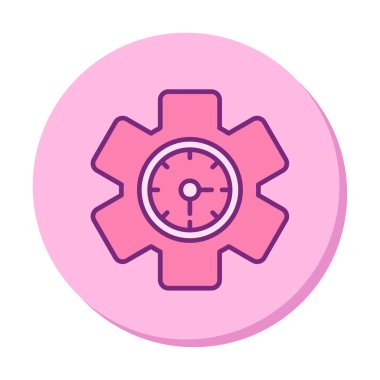 Saat simgesi, vektör illüstrasyonu, zaman sembolü ayarlanıyor. İçerideki saat dişlisi 