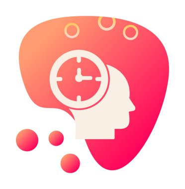 İnsan kafası ikonlu saat. vektör illüstrasyonu                          