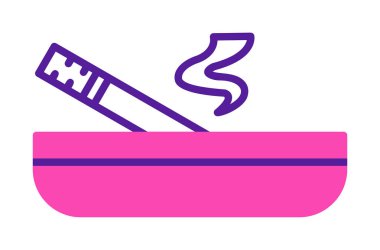 Kül tablası yanan sigara ikonu, vektör illüstrasyonu 