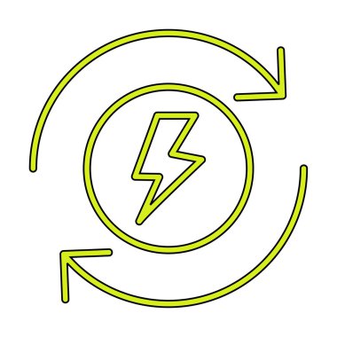 Enerji simgesi, daire oklu ışıkyılı, vektör illüstrasyonu