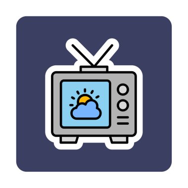 Hava sembollü TV simgesi, vektör illüstrasyonu basit tasarım