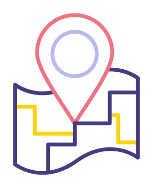 Konum iğnesi, vektör illüstrasyonlu harita simgesi