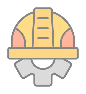 Güvenli Miğfer Düz Vektör Simgesi.                        