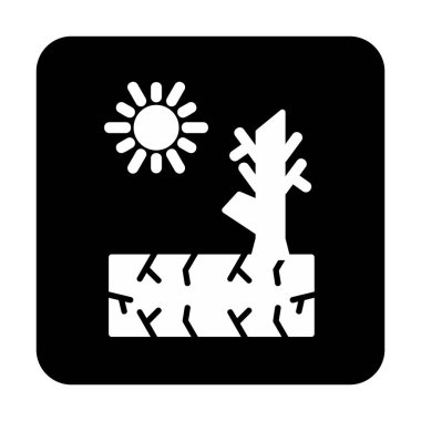 Kuraklık zeminli bir ağacın vektör düzlüğü simgesi 