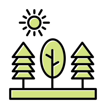 Ağaçlar, orman, doğa simgesi, vektör illüstrasyonu