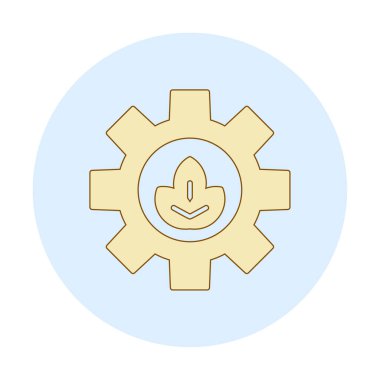 Bitki simgesiyle çark, gezegen konseptinin ekolojik sürdürülebilirliği, vektör illüstrasyonu