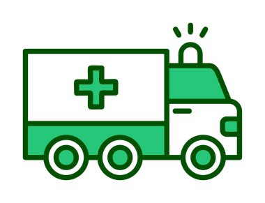 ambulans araba vektörü düz simge illüstrasyonu  