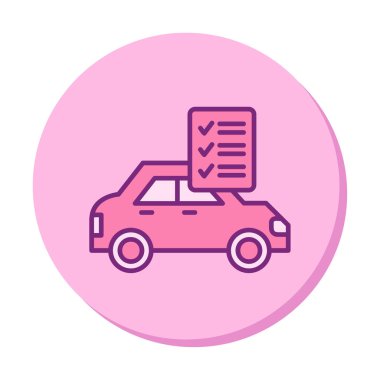 Araç kontrol listesi simgesi, araba bakım vektörü illüstrasyonu 