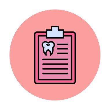 Dişlerinde pano simgesi var. Web için Tıbbi Rapor vektör simgesinin basit illüstrasyonu              