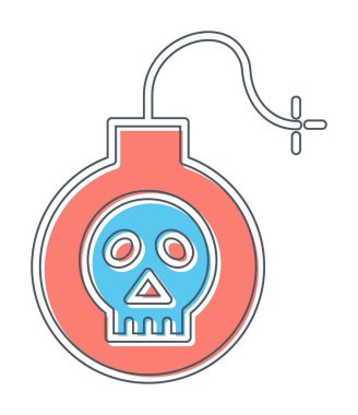 Kafatası vektör illüstrasyonlu bomba simgesi
