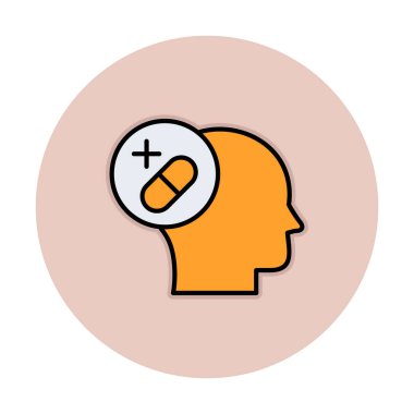 Tıbbi ve sağlık ikonu, vektör illüstrasyon. Ruh Sağlığı Konsepti                                    