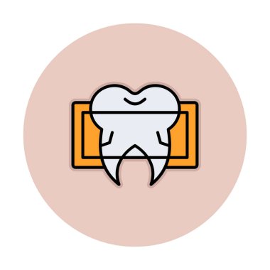 Diş bakımı ikonu, basit tasarım. Vektör çizimi. Diş röntgeni                                