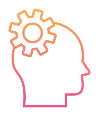 Düşünen baş simgesi, vektör çizimi basit tasarım