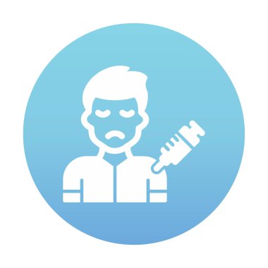 Şırıngalı üzgün adam. Uyuşturucu bağımlılığı kavramı, vektör illüstrasyonu