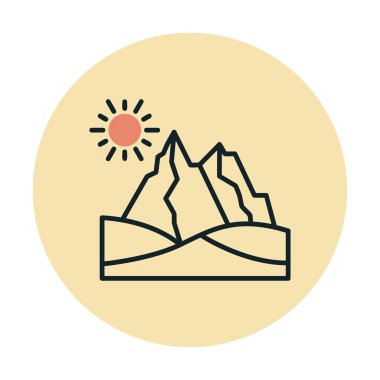 Çöl dağı manzara ikonu vektör illüstrasyon tasarımı