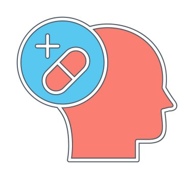 Tıbbi ve sağlık ikonu, vektör illüstrasyon. Ruh Sağlığı Konsepti                                    