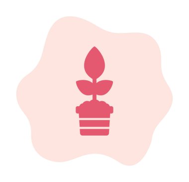 Çömlekteki düz bitkinin vektör çizimi