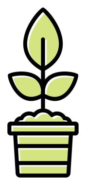 Çömlekteki düz bitkinin vektör çizimi