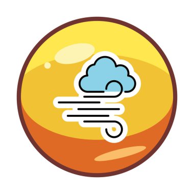 Bulutlu rüzgar simgesi, vektör illüstrasyonu 