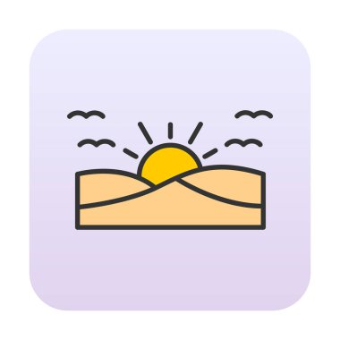 gün batımı ve deniz vektör çizimi tasarımı