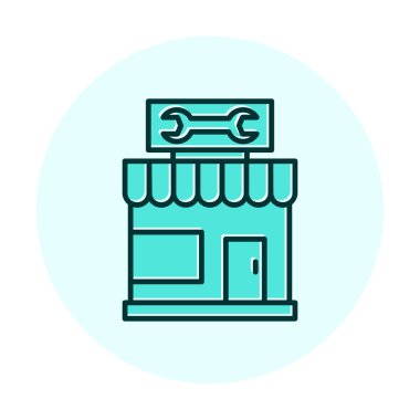 Araba Tamirhanesi ikon vektör çizimi