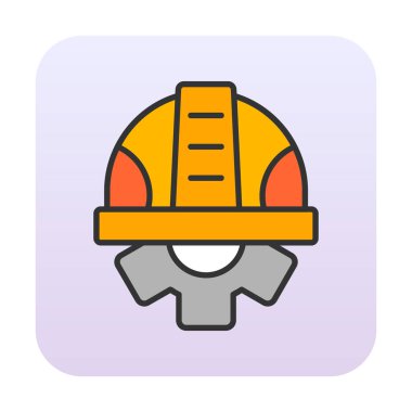 Güvenli Miğfer Düz Vektör Simgesi.                        