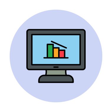 Çevrimiçi Veri Analizi vektör çizgi simgesi