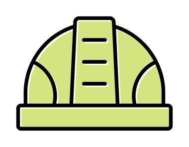 İnşaat Miğferi. İnşaat endüstrisi simgesi ana hatlarıyla doldurulmuş                    