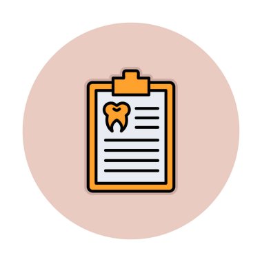 Dişlerinde pano simgesi var. Web için Tıbbi Rapor vektör simgesinin basit illüstrasyonu              