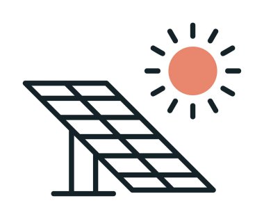 Güneş paneli ikon vektör illüstrasyonu 