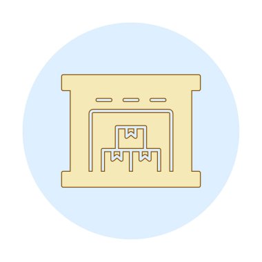 Kutu simgesi ve vektör illüstrasyonlu depo 