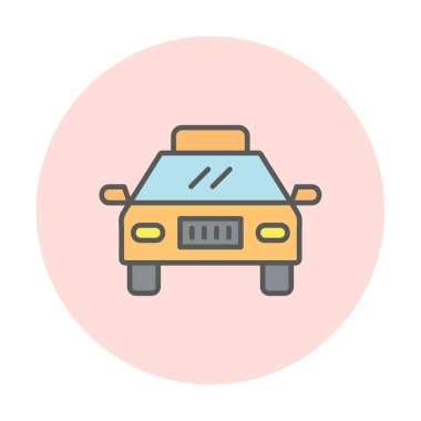 Basit taksi arabası simgesi, vektör illüstrasyonu