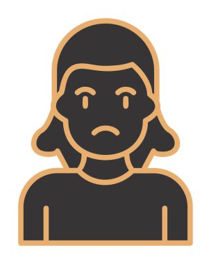 Üzgün kadın web simgesi basit vektör illüstrasyonu