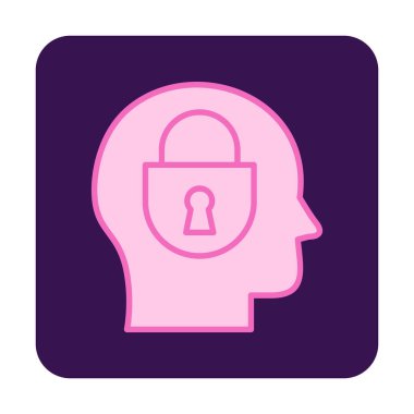 Erkekler kafasında kilit, yaratıcı vektör simgesi olan güvenlik kavramı