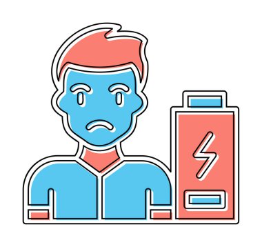 Enerji bataryası olmayan bir adamın vektör çizimi 