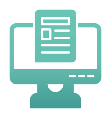 Yazı simgesi, vektör illüstrasyonlu bilgisayar ekranı