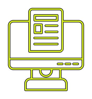 Yazı simgesi, vektör illüstrasyonlu bilgisayar ekranı