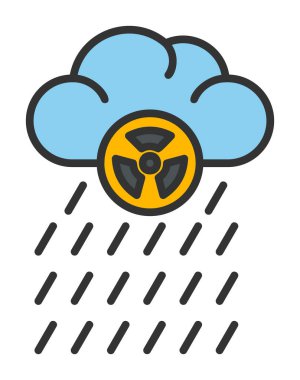 Düz dizaynlı bulut yağmuru simgesi. Asit Yağmuru vektörü 