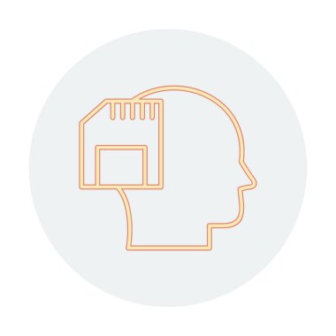 Hafıza kartı simgesine sahip insan kafası, vektör illüstrasyonu