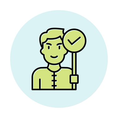 Bayrak taşıyan adam, vektör illüstrasyonu 