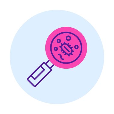 Büyüteç cam simgesi, vektör illüstrasyonu ile Bakteri aranıyor  