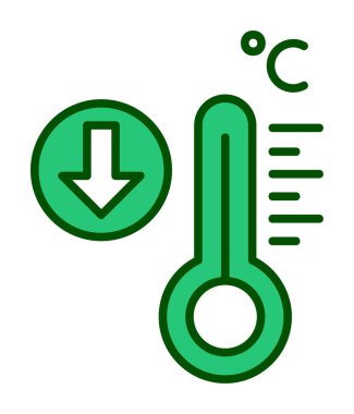 Düşük Sıcaklık simgesi vektör illüstrasyonlu termometre